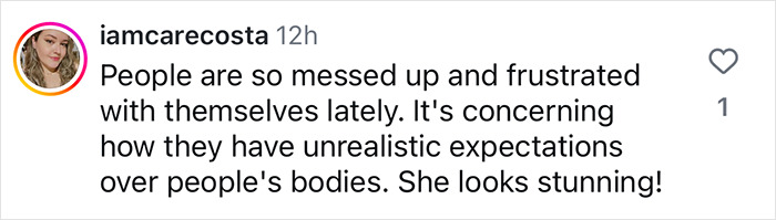 Comment defending Sydney Sweeney's appearance, addressing body shamers and unrealistic expectations. Comment defending Sydney Sweeney's appearance, addressing body shamers and unrealistic expectations.