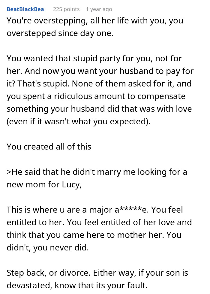 Text conversation about woman upset over stepdaughter running away from party she threw. Text conversation about woman upset over stepdaughter running away from party she threw.