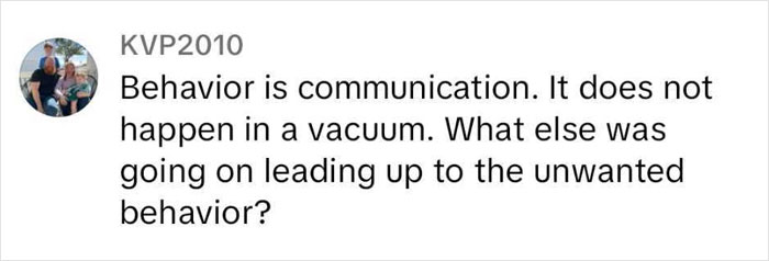 Comment discussing child's behavior at school and communication issues. Comment discussing child's behavior at school and communication issues.