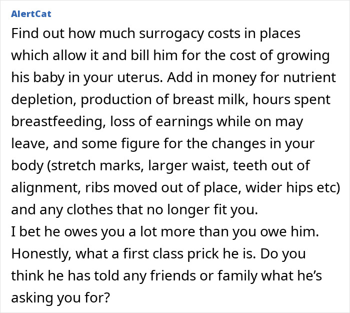 Text expressing frustration over husband's maternity leave bill, suggesting additional costs he owes. Text expressing frustration over husband's maternity leave bill, suggesting additional costs he owes.