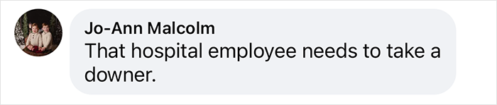 Comment mentioning a hospital employee needing to relax, related to Taylor Swift's hospital visit. Comment mentioning a hospital employee needing to relax, related to Taylor Swift's hospital visit.