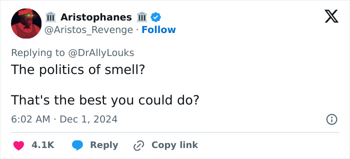 Tweet questioning the "politics of smell" thesis, sparking academic outrage over perceived "woke" themes. Tweet questioning the "politics of smell" thesis, sparking academic outrage over perceived "woke" themes.
