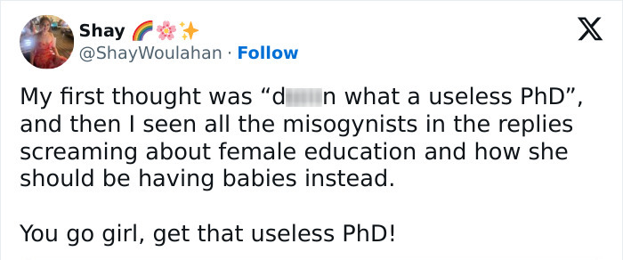Tweet reacting to backlash over the “woke” politics of smell thesis, supporting academic achievement despite criticism. Tweet reacting to backlash over the “woke” politics of smell thesis, supporting academic achievement despite criticism.
