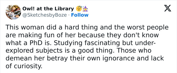Tweet defends academic's "Politics of Smell" thesis against criticism, highlighting value in exploring niche subjects. Tweet defends academic's "Politics of Smell" thesis against criticism, highlighting value in exploring niche subjects.