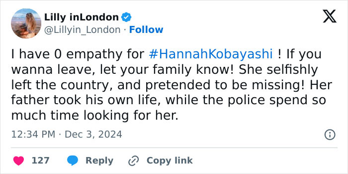 Tweet expressing anger about Hannah Kobayashi in green card marriage scam case. Tweet expressing anger about Hannah Kobayashi in green card marriage scam case.