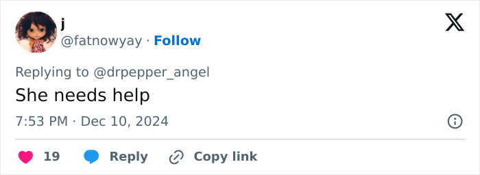 Tweet criticizing Ariana Grande impersonator over weight loss. Tweet criticizing Ariana Grande impersonator over weight loss.