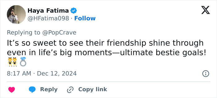Tweet discussing Taylor Swift and Selena Gomez's friendship during Gomez's engagement news. Tweet discussing Taylor Swift and Selena Gomez's friendship during Gomez's engagement news.