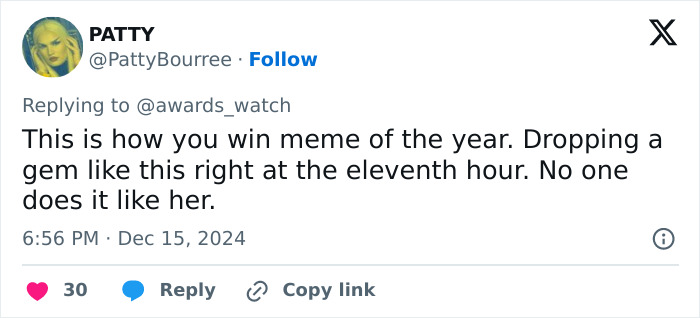 Tweet about winning meme of the year at ‘Babygirl’ premiere, highlighting Nicole Kidman's spotlight moment. Tweet about winning meme of the year at ‘Babygirl’ premiere, highlighting Nicole Kidman's spotlight moment.