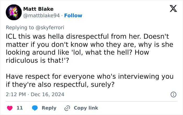 Tweet criticizing "rude behavior" during a premiere event. Tweet criticizing "rude behavior" during a premiere event.