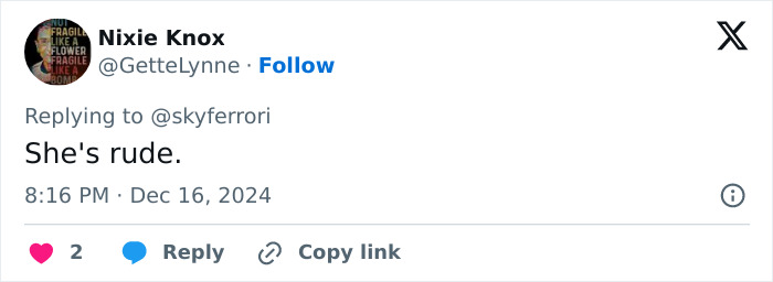 Tweet criticizing Nicole Kidman for rude behavior at a premiere. Tweet criticizing Nicole Kidman for rude behavior at a premiere.