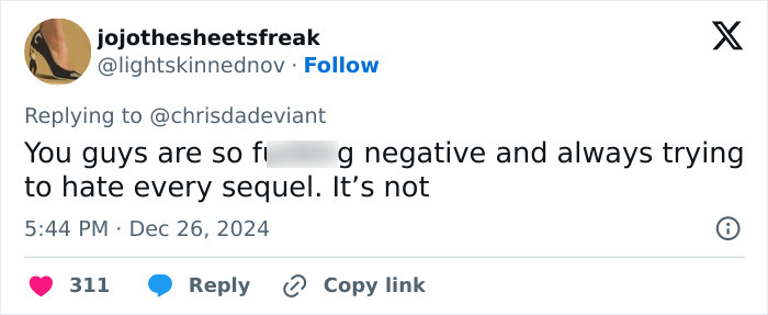 Tweet criticizing negativity towards sequels amidst Squid Game 2 cast scandals. Tweet criticizing negativity towards sequels amidst Squid Game 2 cast scandals.