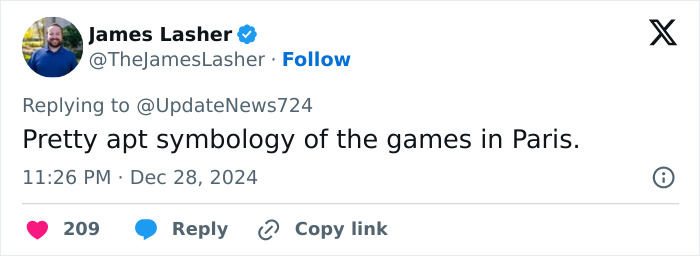 Tweet about the Paris 2024 Olympics highlighting symbolism of rusted bronze medals. Tweet about the Paris 2024 Olympics highlighting symbolism of rusted bronze medals.