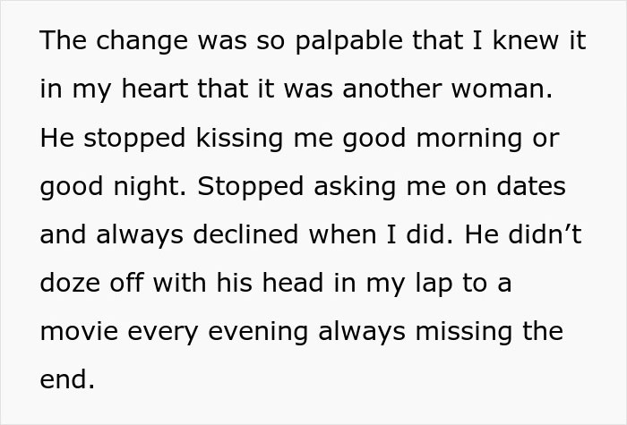 Text from an ex-wife highlighting changes in a 17-year marriage. Text from an ex-wife highlighting changes in a 17-year marriage.