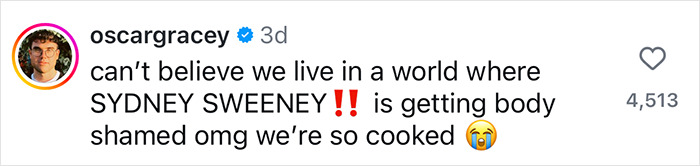 Social media post reacting to Sydney Sweeney facing body shamers, expressing disbelief with emojis. Social media post reacting to Sydney Sweeney facing body shamers, expressing disbelief with emojis.