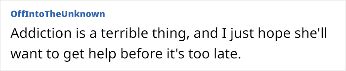 Comment discussing addiction and the need for help, related to Rosie O'Donnell's daughter. Comment discussing addiction and the need for help, related to Rosie O'Donnell's daughter.