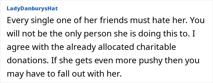 Comment discussing a woman's pushy behavior regarding money for her daughter's exotic trip. Comment discussing a woman's pushy behavior regarding money for her daughter's exotic trip.