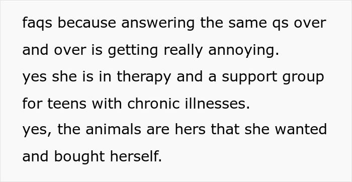Text addressing a daughter's chronic illness and therapy, discussing chores. Text addressing a daughter's chronic illness and therapy, discussing chores.