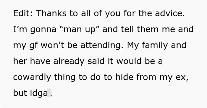 Online advice sought after ex invited to Thanksgiving and Christmas. Online advice sought after ex invited to Thanksgiving and Christmas.