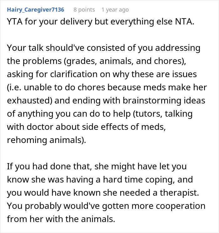 Comment debate on daughter's chores despite her disease. Comment debate on daughter's chores despite her disease.