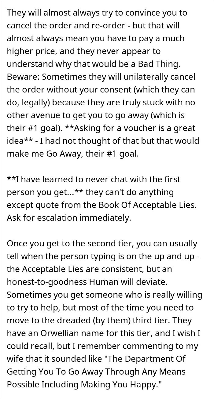 Text offering advice on handling stuck deliveries and customer escalation. Text offering advice on handling stuck deliveries and customer escalation.