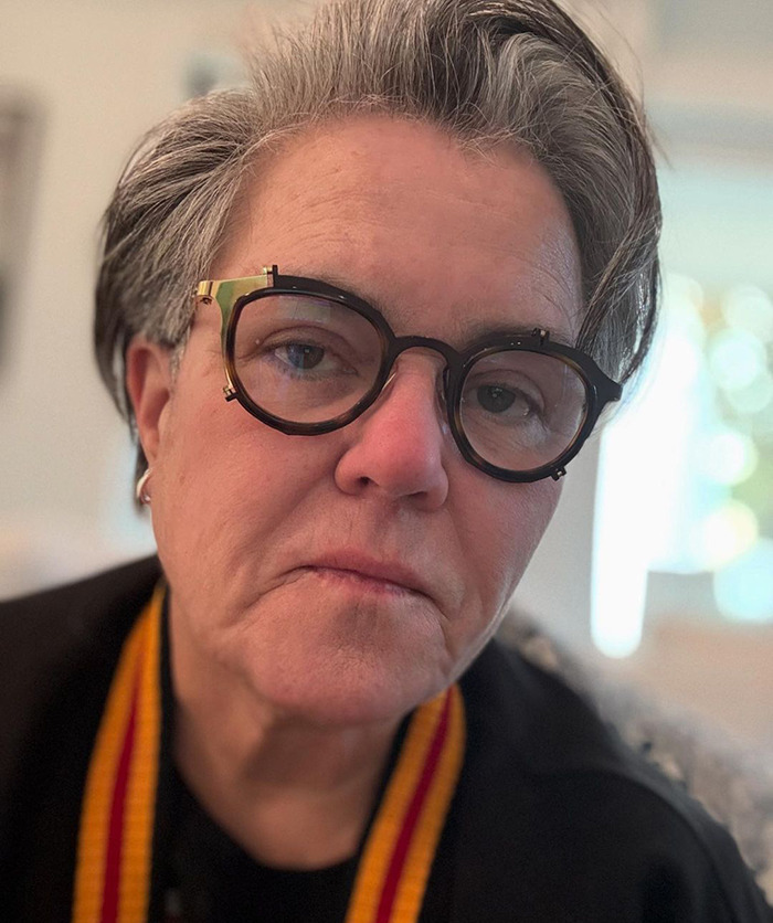Rosie O'Donnell wearing glasses and black top. Rosie O'Donnell wearing glasses and black top.
