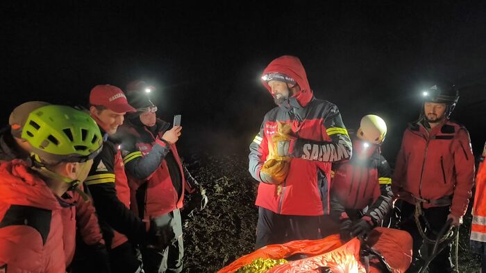 Rescue team saves man from mountain ravine, kitten aids survival by providing warmth. Rescue team saves man from mountain ravine, kitten aids survival by providing warmth.