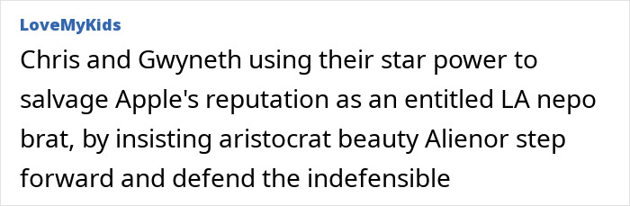 Text discussing Apple Martin's viral reputation and family involvement. Text discussing Apple Martin's viral reputation and family involvement.