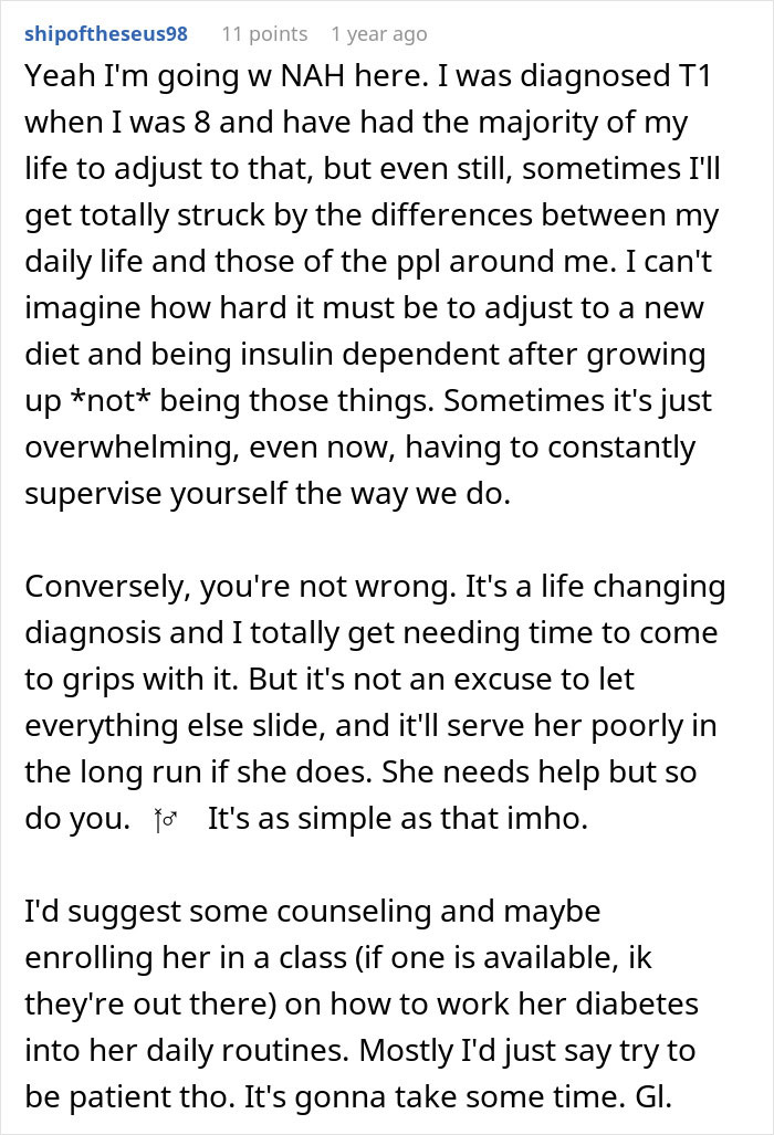 Reddit comment discussing balancing chores and a daughter's disease, with opinions on managing responsibilities. Reddit comment discussing balancing chores and a daughter's disease, with opinions on managing responsibilities.