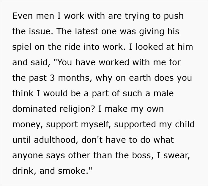 Mormons Won’t Leave This Woman Alone, So She Asks For Ways To Scare Them Off And People Deliver Mormons Won’t Leave This Woman Alone, So She Asks For Ways To Scare Them Off And People Deliver