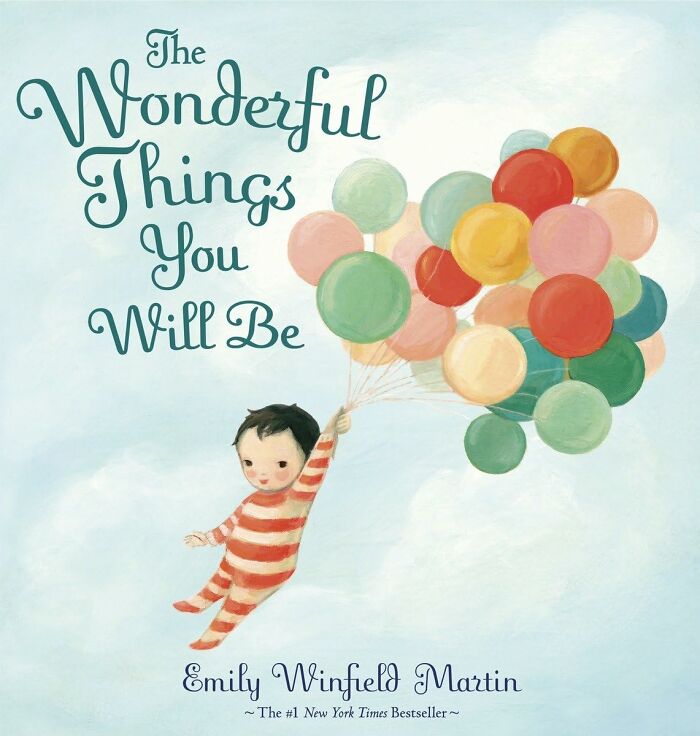 Children's book cover depicting a child with colorful balloons, suitable as gifts for teachers.