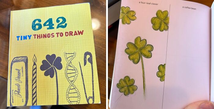 Drawing book with illustrations, featuring four-leaf clovers, ideal as last-minute stocking stuffers.