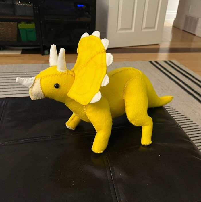 Total Newbie Sewer, Kid Wanted A //Yellow Triceratops// Plush For Christmas…