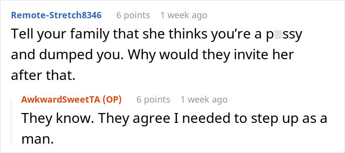 Online advice for guy whose family invited his ex to Thanksgiving and Christmas. Online advice for guy whose family invited his ex to Thanksgiving and Christmas.