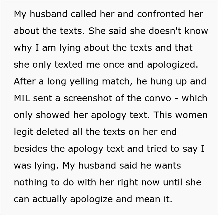Text conversation about MIL visiting unannounced, showing an argument and an apology. Text conversation about MIL visiting unannounced, showing an argument and an apology.