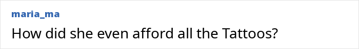 Comment on Australia's most tattooed woman, questioning tattoo expenses. Comment on Australia's most tattooed woman, questioning tattoo expenses.