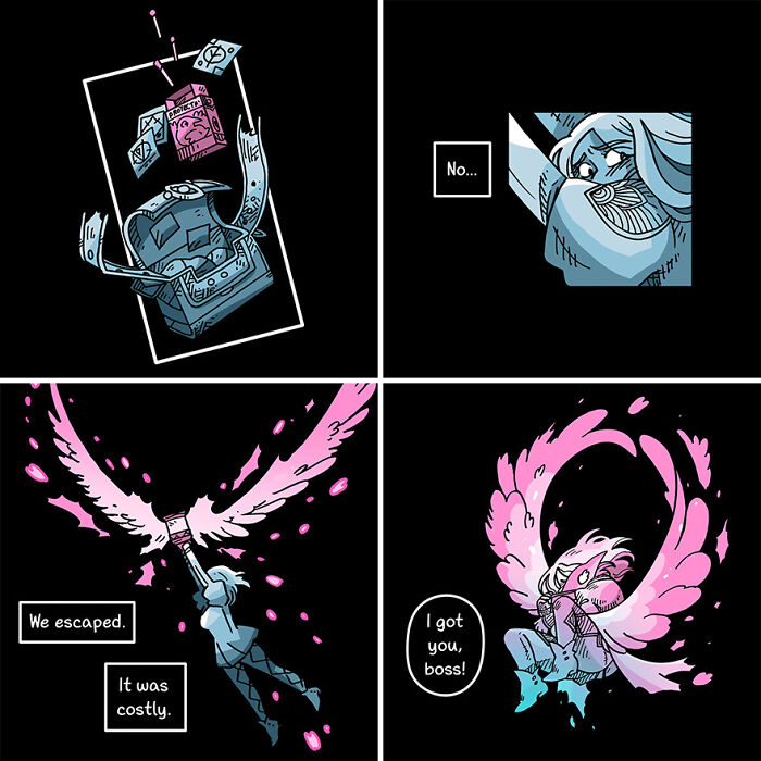 Fairytale-like comic strip with magical characters escaping, featuring vibrant colors and mystical themes. Fairytale-like comic strip with magical characters escaping, featuring vibrant colors and mystical themes.