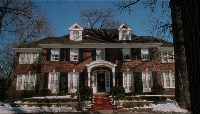 A large brick mansion featured in Home Alone, spurring dad's wealth theories. A large brick mansion featured in Home Alone, spurring dad's wealth theories.