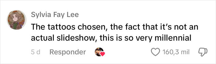 Comment on temporary tattoos being millennial with 160.3k likes. Comment on temporary tattoos being millennial with 160.3k likes.