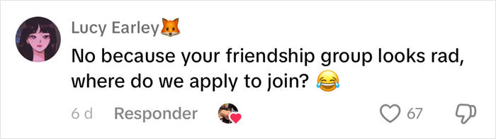 Comment appreciating a friendship group, referencing temporary tattoos. Comment appreciating a friendship group, referencing temporary tattoos.