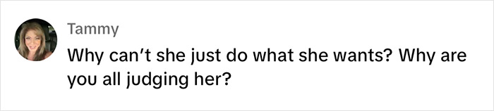 Comment by user Tammy defending Shania Twain's bold fashion choices on stage. Comment by user Tammy defending Shania Twain's bold fashion choices on stage.