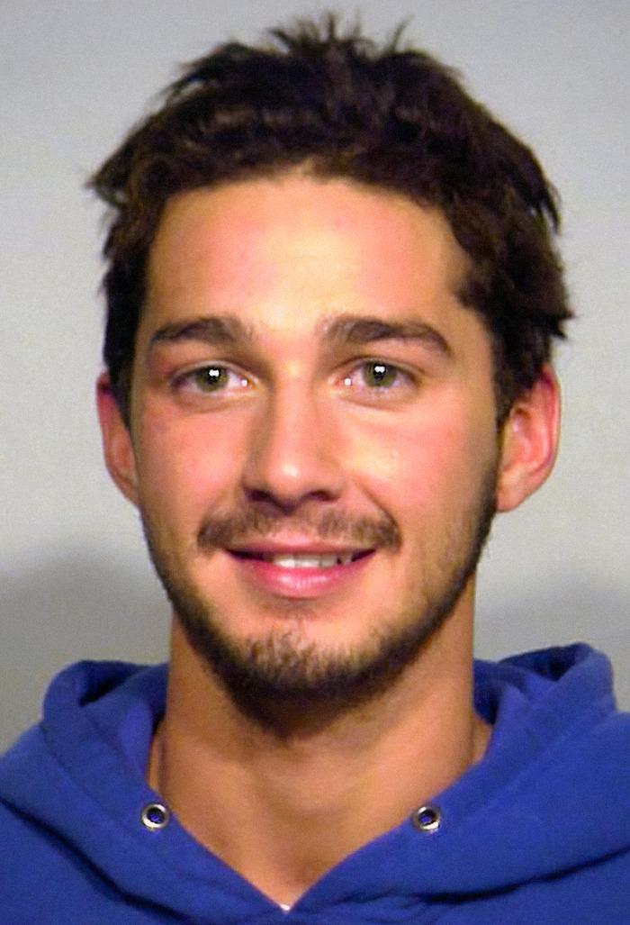 Shia Labeouf in a blue hoodie, representing the trend of viral criminal heartthrob mugshots. Shia Labeouf in a blue hoodie, representing the trend of viral criminal heartthrob mugshots.