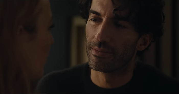 Justin Baldoni looks thoughtfully at a Blake Lively in a scene from "It Ends With Us. Justin Baldoni looks thoughtfully at a Blake Lively in a scene from "It Ends With Us.