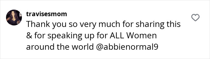 Instagram comment thanking Abigail Breslin for advocating women’s rights. Instagram comment thanking Abigail Breslin for advocating women’s rights.