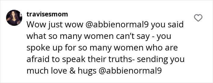Comment supporting Abigail Breslin's statement on social media. Comment supporting Abigail Breslin's statement on social media.