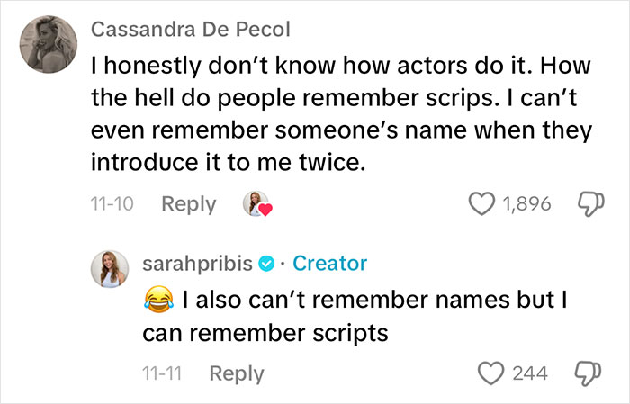 Comments discussing the auditioning process and script memorization struggles of non-famous actresses. Comments discussing the auditioning process and script memorization struggles of non-famous actresses.