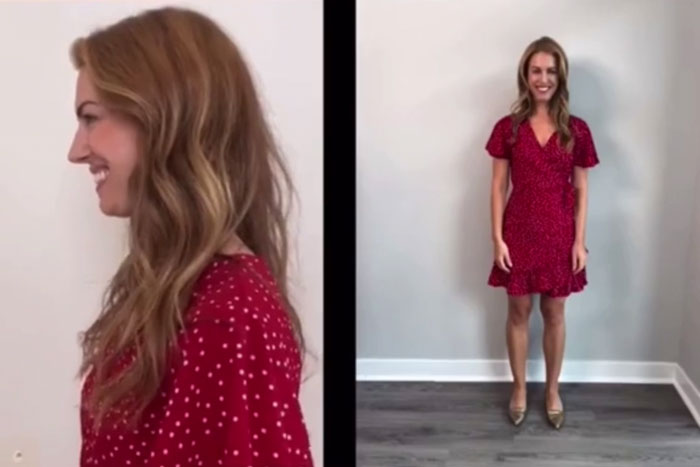 Woman in red dress auditioning, highlighting non-famous actress's reality in the auditioning process. Woman in red dress auditioning, highlighting non-famous actress's reality in the auditioning process.