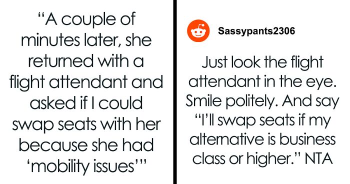 Person Refuses To Switch Seats With 60YO Lady, As She Seems To Be Lying About Mobility Issues