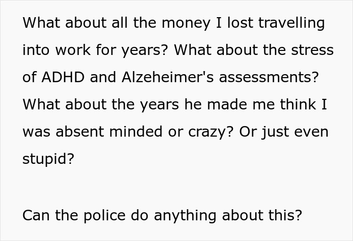Text discussing career sabotage and psychological distress due to an IT professional's actions. Text discussing career sabotage and psychological distress due to an IT professional's actions.