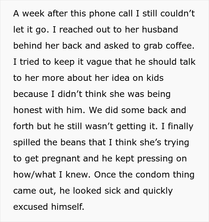Text conversation reveals wife's secret pregnancy plan using husband's condoms; sister exposes truth. Text conversation reveals wife's secret pregnancy plan using husband's condoms; sister exposes truth.