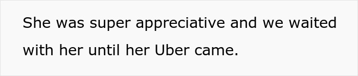 Text expressing gratitude for help while waiting for an Uber. Text expressing gratitude for help while waiting for an Uber.